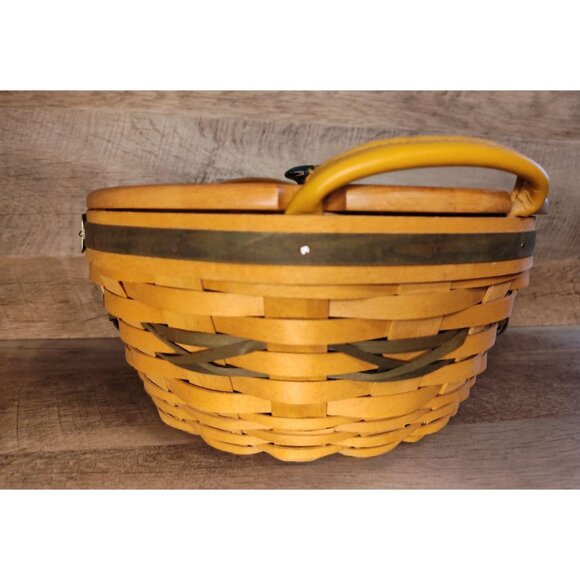 Longaberger Vintage Christmas Collection 1999 Edition Popcorn Basket W/ Lid & Ha - Picture 4 of 13